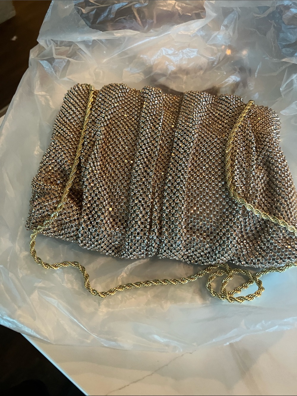 Loeffler Randall Peach Diamante Gathered Clutch - Picture 2 of 4